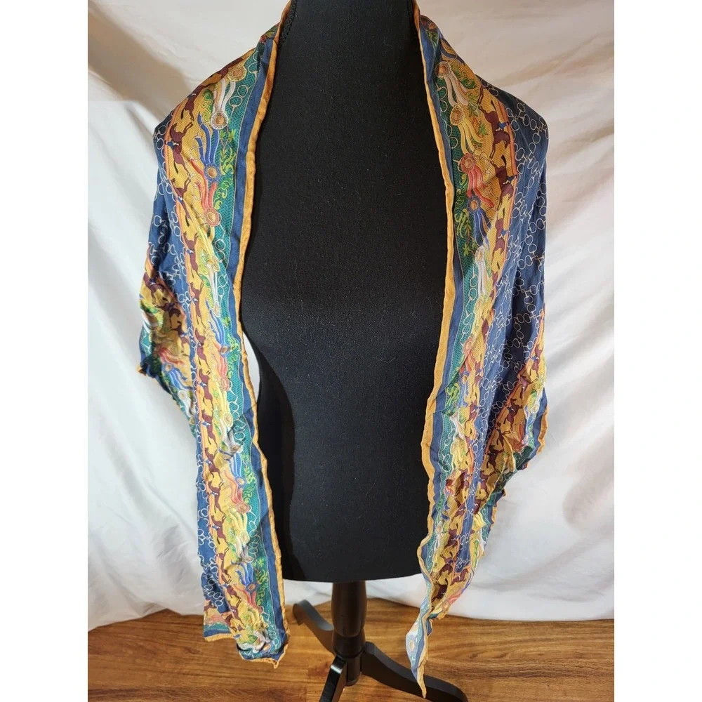 Dagmar‎ G Rectangle 100% Silk Equestrian Scarf Horses